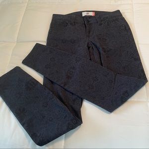 CAbi Navy Floral Print Skinny Jeans, Size 2